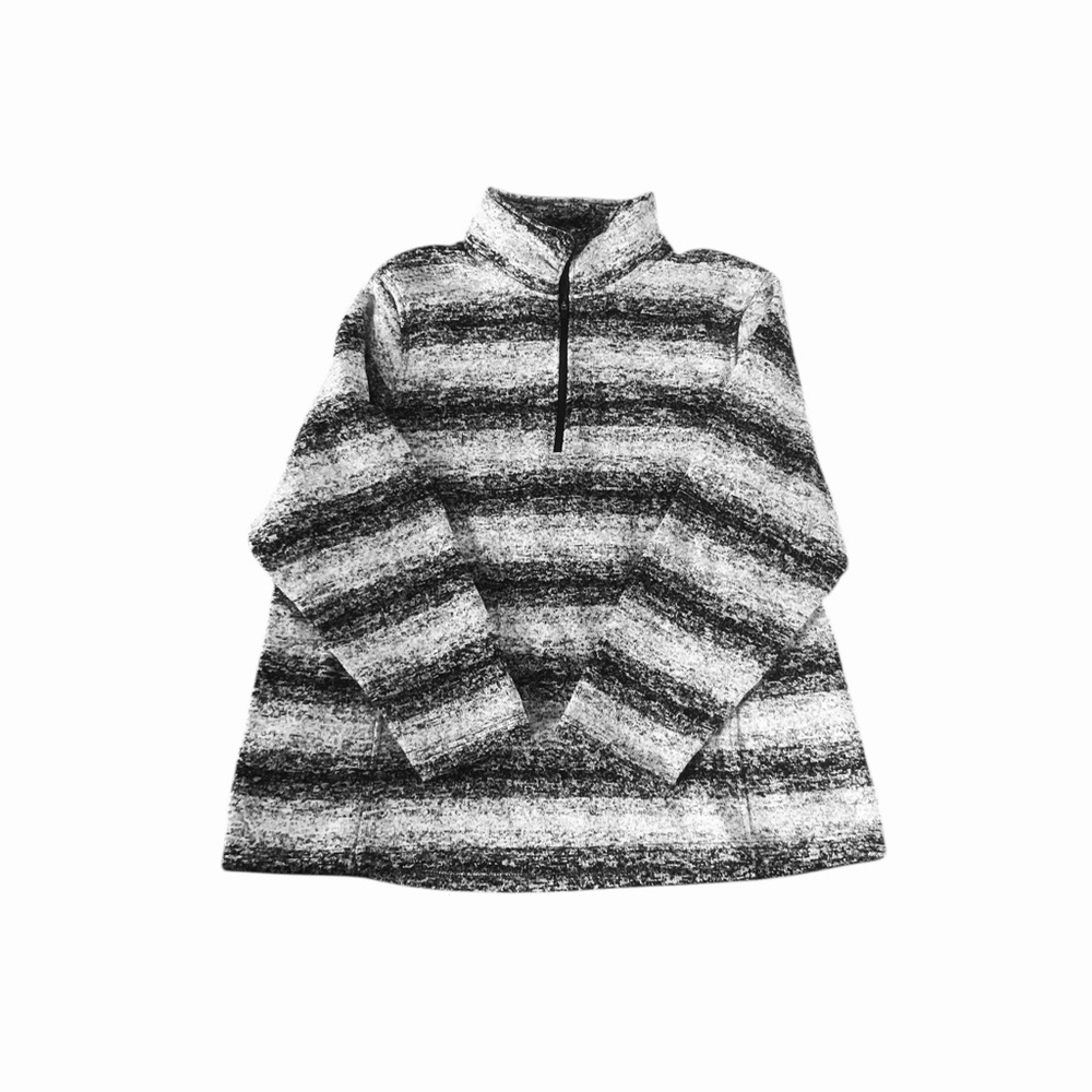 Lands End Women’s Black and White Striped Quarter Zip Pullover